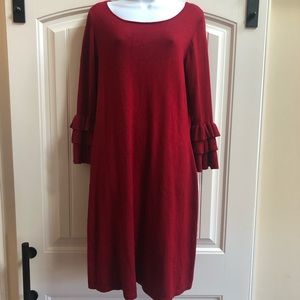 Gabby Skye Knit Sweater Dress Holiday Red  1X